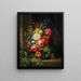 a large bouquet of flowers with roses, nasturtiums, and butterflies - Josef Lauer — framed artwork on a wall
