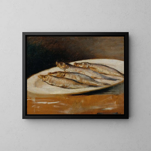 Sardines Painting - Josef Navrátil — framed artwork on a wall