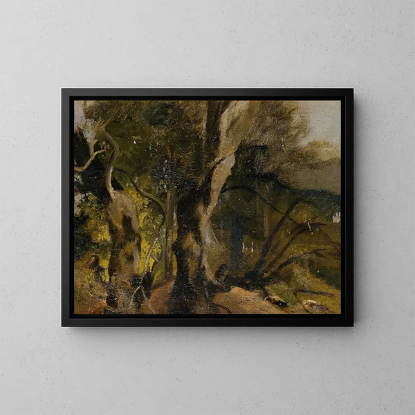 Forest Study Painting - Josef Navrátil — framed artwork on a wall