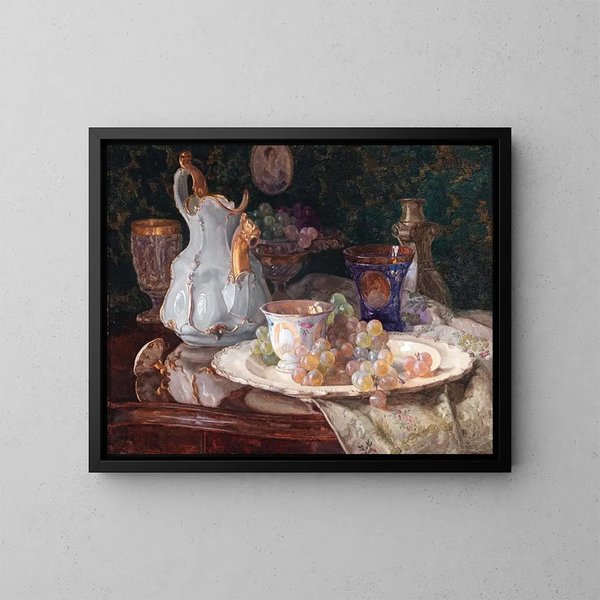 Nature morte avec objets de dévotion - Josef Schuster — framed artwork on a wall