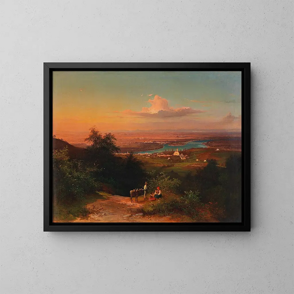 View of Nussdorf - Josef Schwemminger — framed artwork on a wall