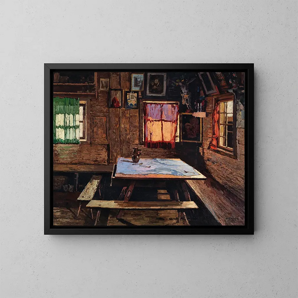 Sunny Room in a Farm - Josef Stoitzner — framed artwork on a wall
