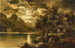 Nacht bij maanlicht aan de rand van het meer - Josef Thoma — weergave van het kunstwerk