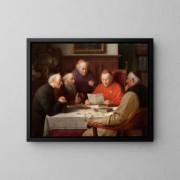 A gathering of cardinals - Josef Wagner-Höhenberg — framed artwork on a wall