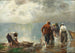 Vissers die netten trekken op het Chiemsee-meer - Josef Wopfner — weergave van het kunstwerk