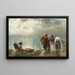 Vissers die netten trekken op het Chiemsee-meer - Josef Wopfner — ingelijst kunstwerk aan de muur