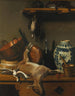 Natuurstudie met geit, koperen potten, Talavera-vaas en chichicuilotes - Josefa San Román — weergave van het kunstwerk