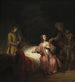 van Joseph die door de vrouw van Potifar wordt beschuldigd - Volgeling van Rembrandt van Rijn — weergave van het kunstwerk