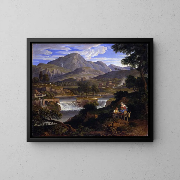 Waterfalls at Subiaco - Joseph Anton Koch — framed artwork on a wall