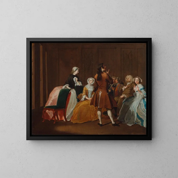 The Harlowe family in Clarissa by Samuel Richardson - Joseph Highmore — framed artwork on a wall