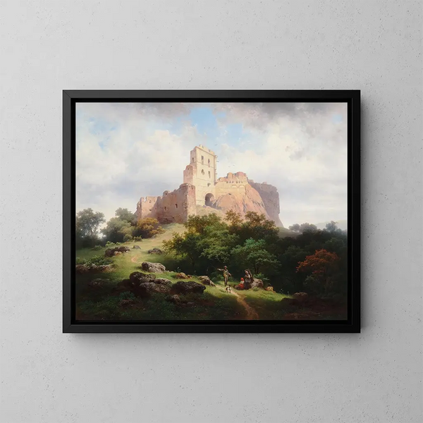 Ruine Paulenstein près de Stampfen en Hongrie - Joseph Holzer — framed artwork on a wall