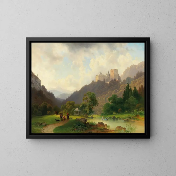 Les plaisirs d'été au pied d'un château - Joseph Holzer — framed artwork on a wall