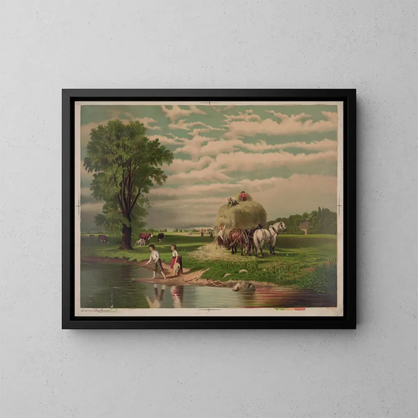 American Hay Harvest - Joseph Hoover — framed artwork on a wall