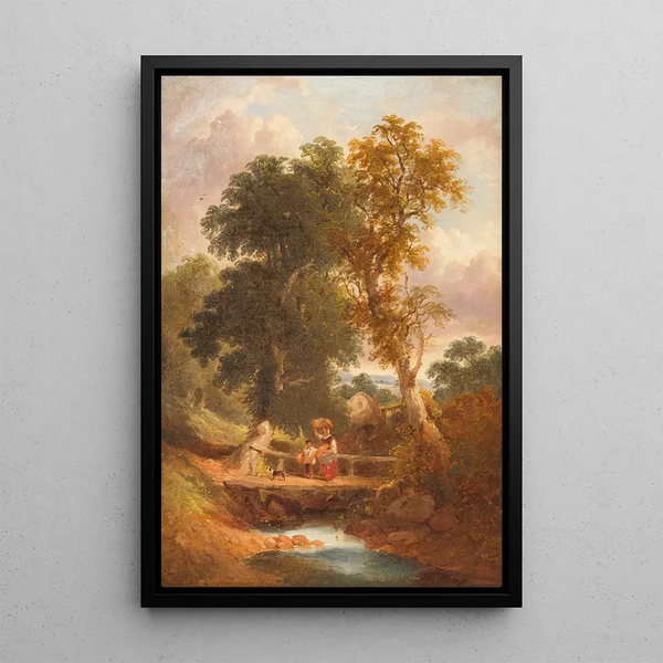 Joseph Horlor - Peasants walking by a stream.webp