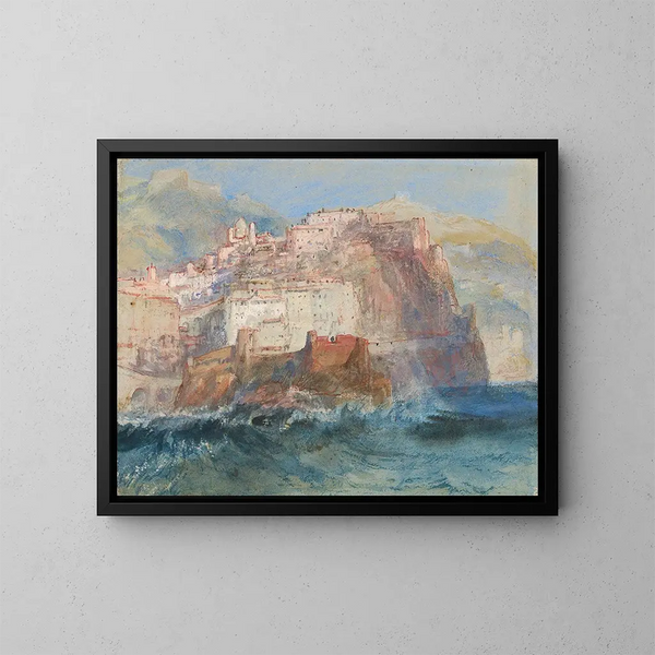 Gênes uitzicht op de zee met de kerk van Santa Maria Assunta in Carignano - Joseph Mallord William Turner — ingelijst kunstwerk aan de muur