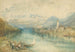 uitzicht op het Thunermeer vanaf de tegenovergestelde kant van Scherzligen met het kasteel van Schadau en de Niesen op de achtergrond, Zwitserland - Joseph Mallord William Turner — weergave van het kunstwerk