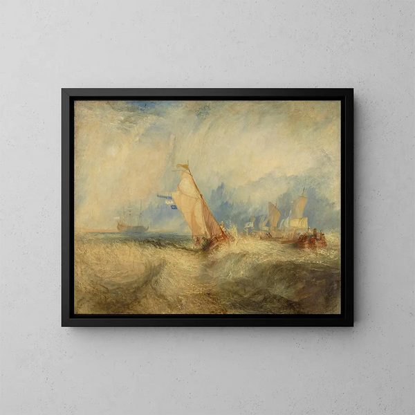 Van Tromp maakt zich klaar om zijn meesters te behagen - Joseph Mallord William Turner — ingelijst kunstwerk aan de muur