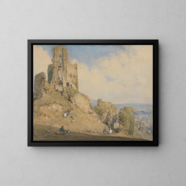 Château de Corfe, Dorset - Joseph Nash — framed artwork on a wall