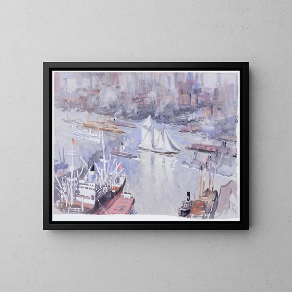 The schooner - Joseph Pennell — framed artwork on a wall