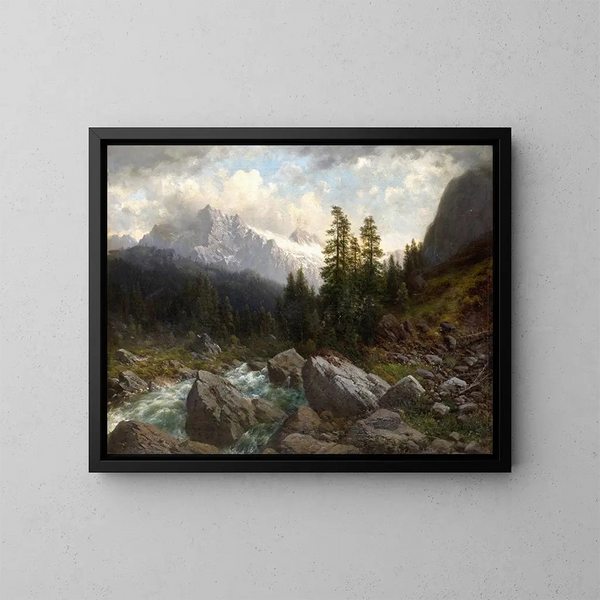 Atmosphere stormy in the Bernese Alps - Joseph Schoyerer — framed artwork on a wall