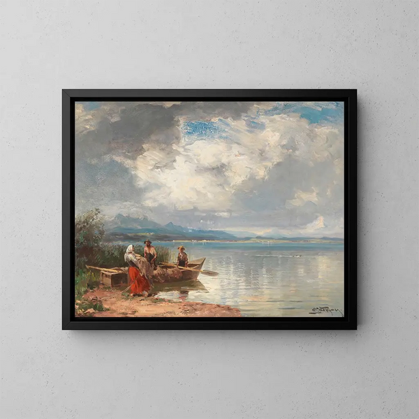 Fisherman by the Chiemsee - Joseph Wopfner — framed artwork on a wall