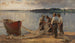 Fishermen mending nets on the shore of Lake Chiemsee - Joseph Wopfner — artwork view