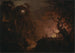 Cottage en feu la nuit - Joseph Wright de Derby — weergave van het kunstwerk