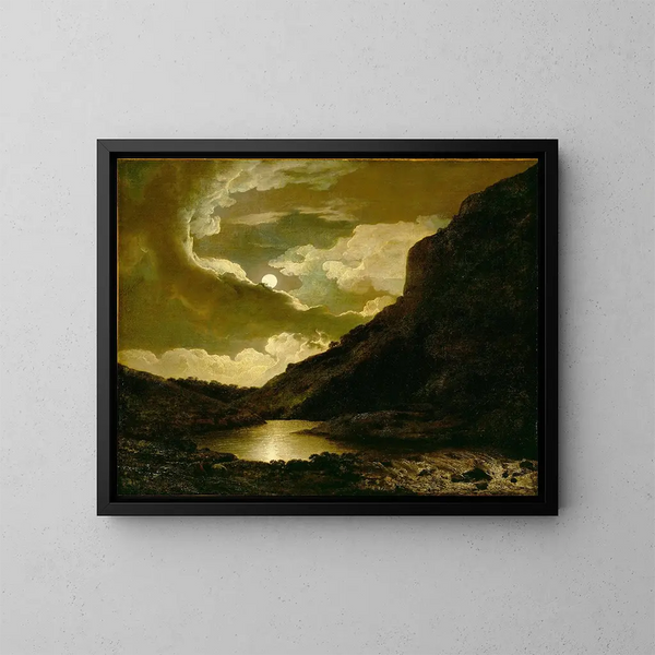 Matlock Tor au clair de lune - Joseph Wright de Derby — framed artwork on a wall