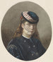 Portret van een jonge vrouw met een voilehoed - Joseph de Groot — weergave van het kunstwerk