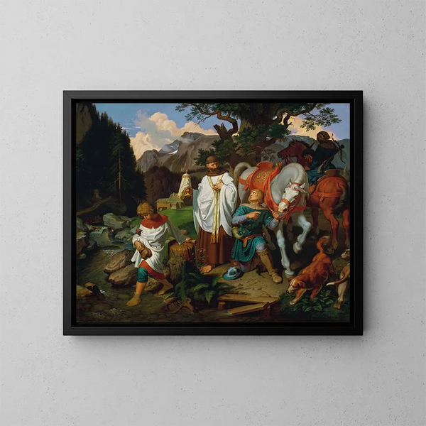 Rodolphe de Habsbourg et le prêtre - Joseph von Führich — framed artwork on a wall