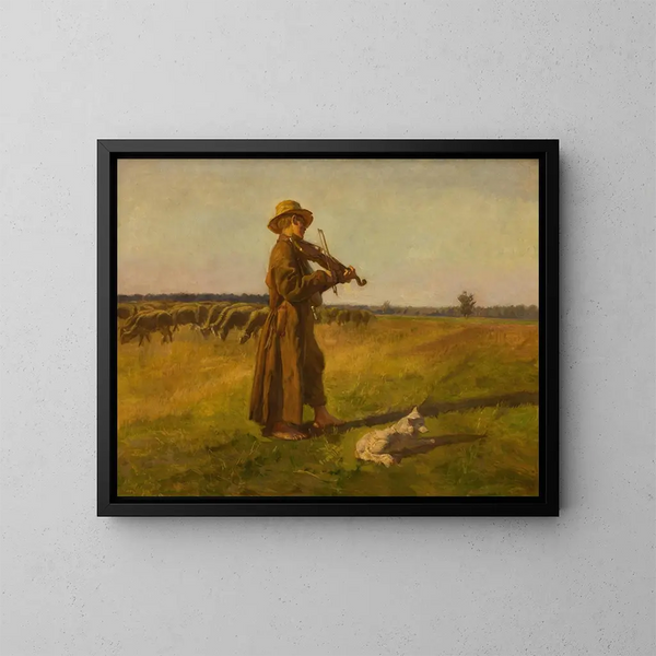 The Cow Fisherman - Józef Chełmoński — framed artwork on a wall