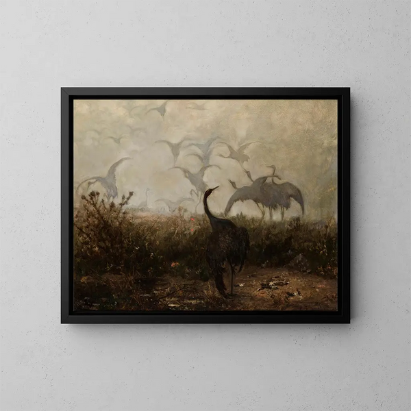 Cranes - Józef Chełmoński — framed artwork on a wall