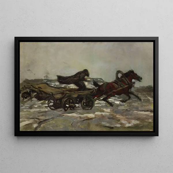 Char en fuite geleid door een Jood - Józef Chełmoński — ingelijst kunstwerk aan de muur