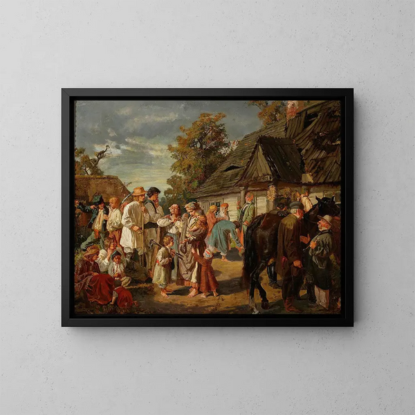 Saturday at the Farm - Józef Chełmoński — framed artwork on a wall