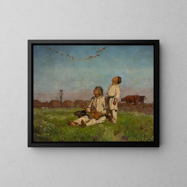 Storks - Józef Chełmoński — framed artwork on a wall