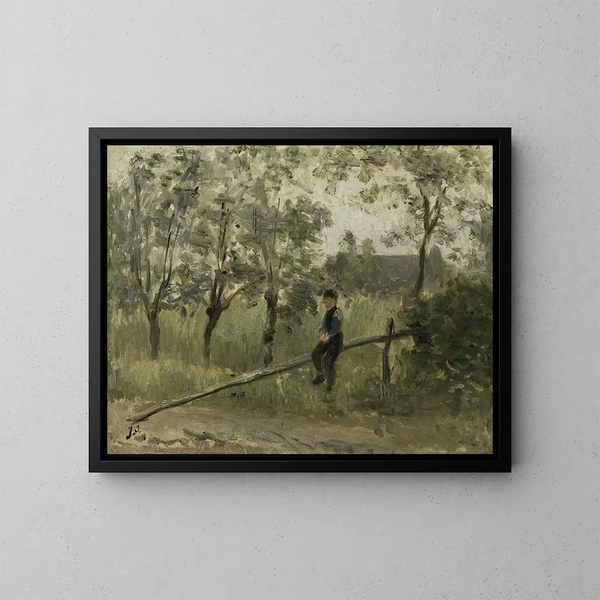 Jongen op een boerderijhek - Jozef Israëls — ingelijst kunstwerk aan de muur