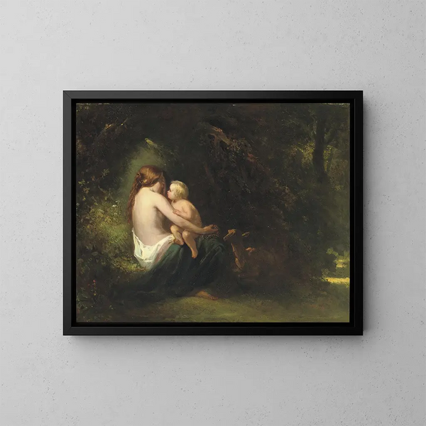 Genoveva, een legendarische schoonheid in het bos - Jozef Israëls — ingelijst kunstwerk aan de muur