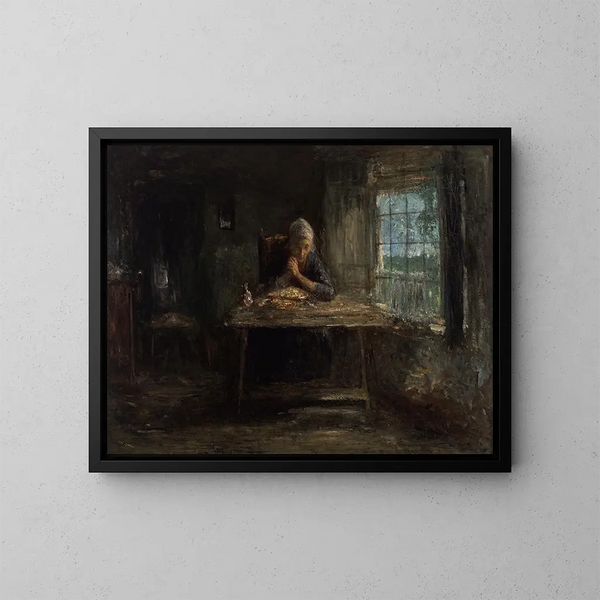 De genade vóór de maaltijd - Jozef Israëls — ingelijst kunstwerk aan de muur