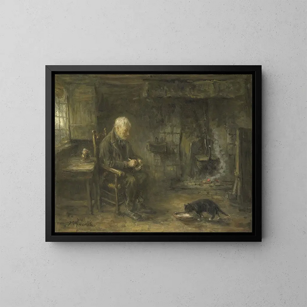 Binnenkant van een boerenhut - Jozef Israëls — ingelijst kunstwerk aan de muur