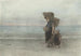 Vrouw met kind die op het strand loopt - Jozef Israëls — weergave van het kunstwerk