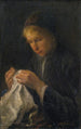 Vrouw die naait - Jozef Israëls — weergave van het kunstwerk