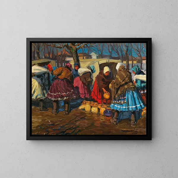 a pottery market in Mihalovce - Jozef Teodor Mousson — framed artwork on a wall