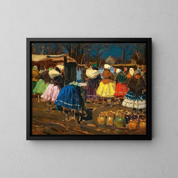Au marché - Jozef Teodor Mousson — framed artwork on a wall