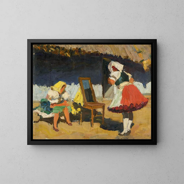 Before the departure for the church - Jozef Teodor Mousson — framed artwork on a wall