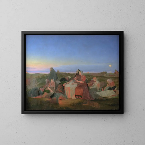 Veillée de la Saint-Jean: Malades endormis sur la tombe de Sainte-Hélène à Tisvilde - Jørgen Sonne — framed artwork on a wall