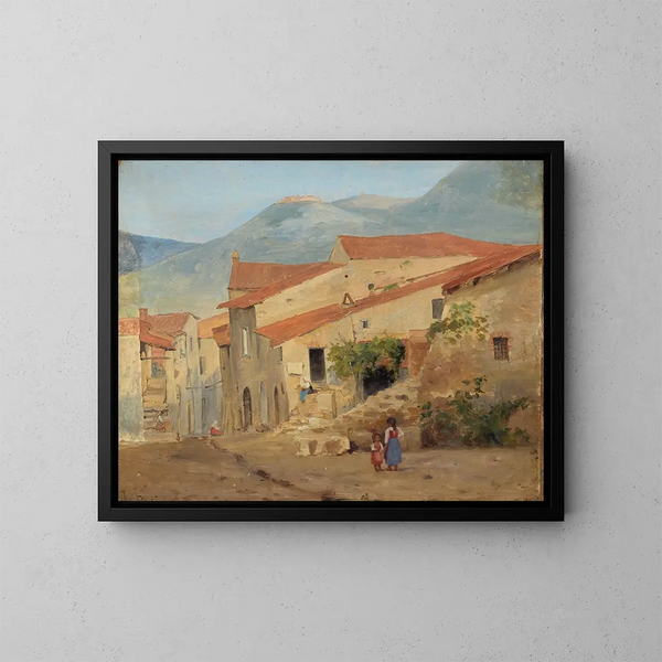 Rue de village dans les montagnes sabines - Jørgen Sonne — framed artwork on a wall