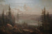 Landschapschilderij van een berg met een gevallen boom op de voorgrond - Juan Buckingham Wandesforde — weergave van het kunstwerk