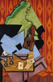 Violin and playing cards on a table - Juan Gris — framed artwork on a wall