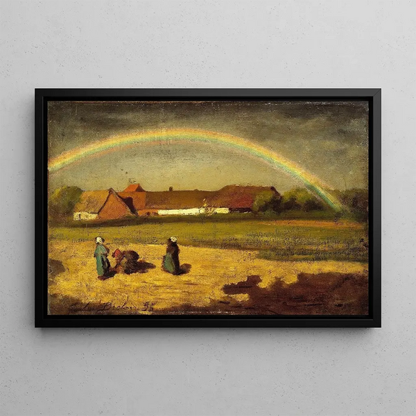 L'Reproductie Regenboog Courrières - Jules Breton — ingelijst kunstwerk aan de muur