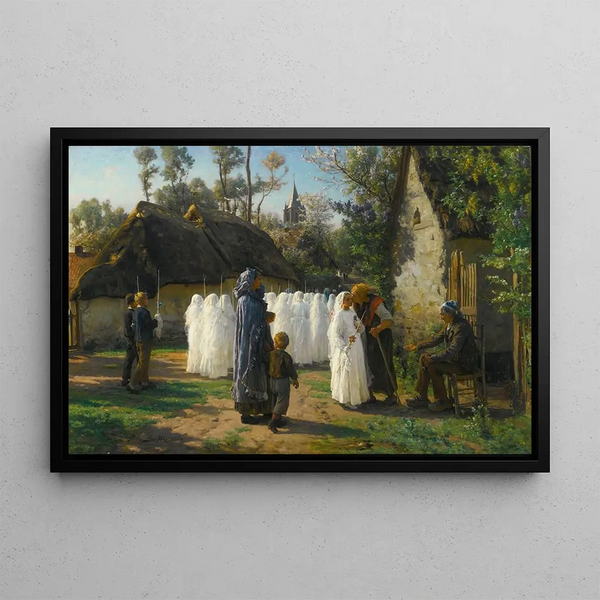 Les Communiantes - Jules Breton — framed artwork on a wall